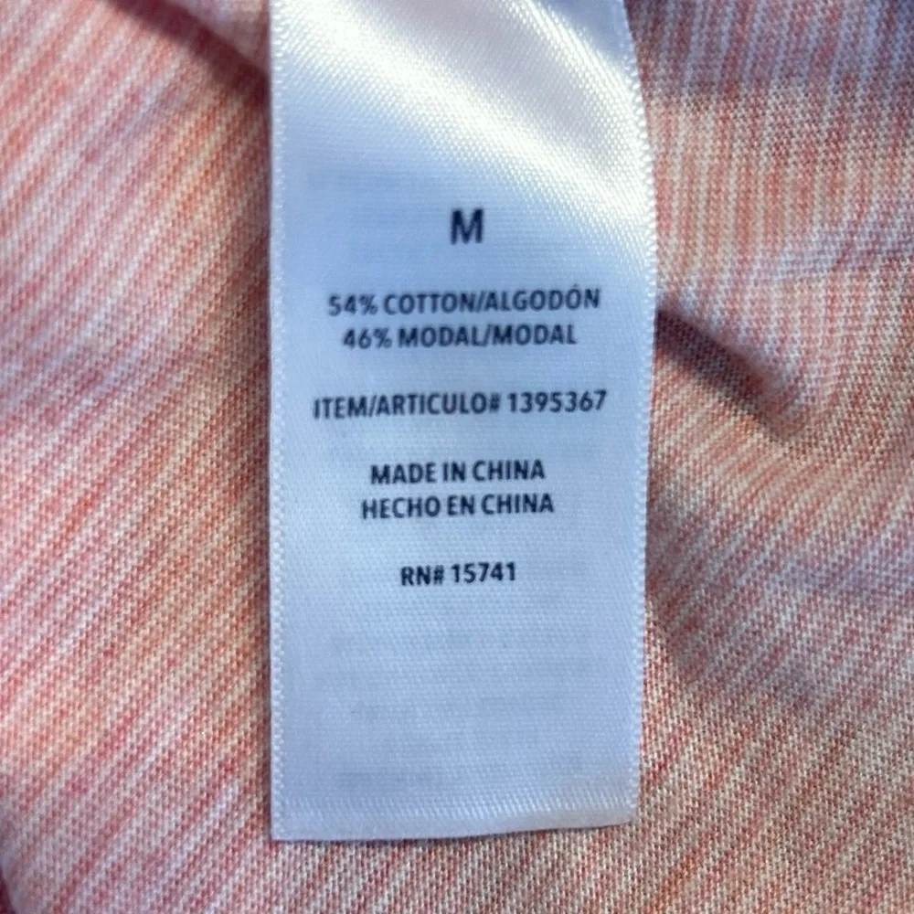 Splendid Women’s Coral and White Stripe Short Sleeve Crew Neck Tee, Size Medium - Picture 7 of 8